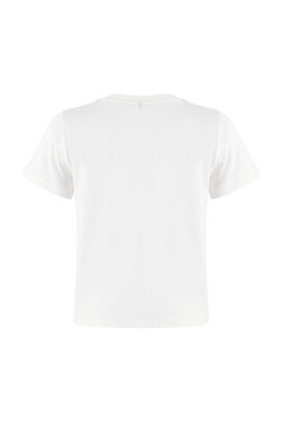 Ekru Regular/Normal Kal?p K?sa Kollu Nak?sl? Tok %100 Pamuk Orme T-Shirt TWOSS26TS00016 - Trendyolmilla фото 3