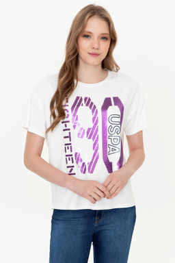 Женская белая футболка с круглым вырезом Неожиданная скидка в корзине