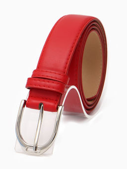 Ремень женский, 3.5×110 см, 1 прокол, серебристая пряжка, без винта, красный