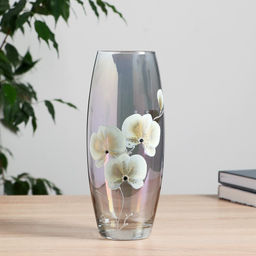 Ваза  FLORA &apos;Золотая орхидея&apos; (дымка) d-8см 11,5х26см