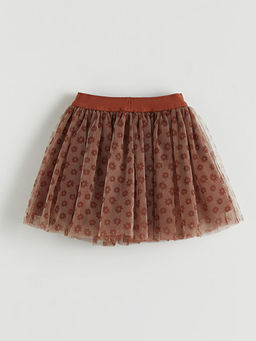 Beli Lastikli ?i?ek Desenli K?z ?ocuk T?t? Etek