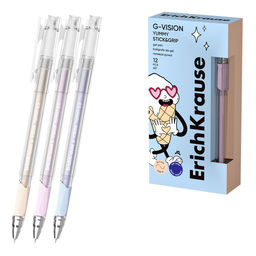 Цена за 12 шт. Ручка гелевая ErichKrause G-Vision Stick&Grip Yummy 0.5, цвет чернил синий (в коробке по 12 шт.)