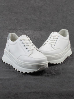 03-YC282-1 WHITE Кроссовки женские (натуральная кожа)
