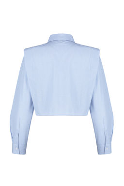 Mavi Kollar? Vatkal? Tasl? Crop Dokuma Gomlek TWOSS24GO00041