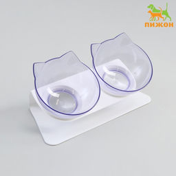 Миски пластиковые на белой подставке 27,5 х 14 х 15 см прозрачные