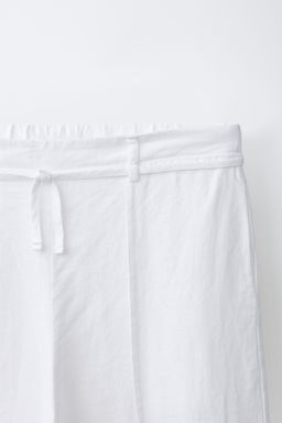 PANTAL?N RECTO CORD?N CON LINO / Blanco roto - Zara фото 4