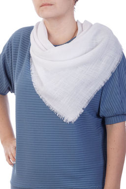 Платок турецкий на голову, однотонный MAGROM, белый, 97 х 97 см, из 100% льна