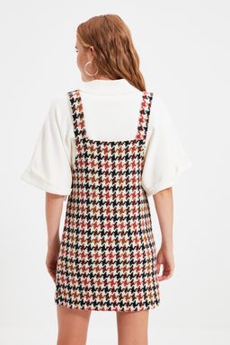 Ekru Mini Dokuma Ekose Desenli Jile Elbise TWOAW20EL0208