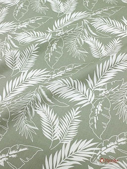 Импорт. хлопок Белые тропические листья ВИД2, ш.1.5м, хлопок-100%, 105гр/м.кв