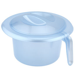 Горшок детский из полипропилена д21см, h13,5см, с крышкой, голубой перламутр (Россия) - Домашняя мода фото 2