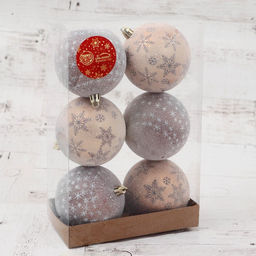 Ёлочные игрушки Морозное утро, шары новогодние, d=8 см, набор 6 шт., коричневый - Зимнее волшебство фото 2