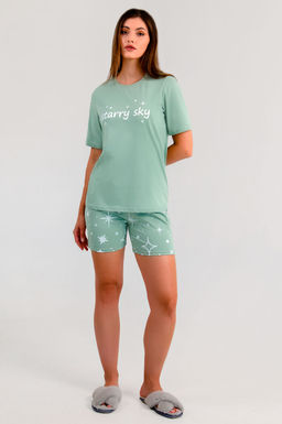 Арт. 9175 Пижама с шортами 42-50 (5шт) Цвет:полынь