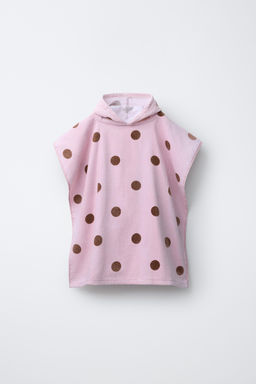 PONCHO TOALLA TOPOS / Rosa