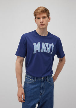 Mavi Logo Bask?l? Lacivert Tisort