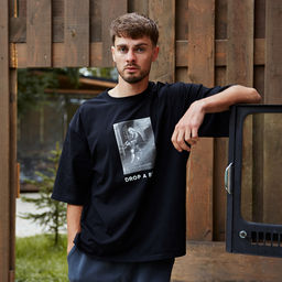 Футболка мужская KAFTAN Drop, размер 52, чёрная