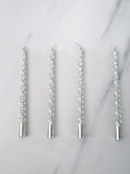 Свеча стержень 4 штуки 20 см витая / SW-702 /уп 144/ серебрянная - ГалеонТрейд фото 3