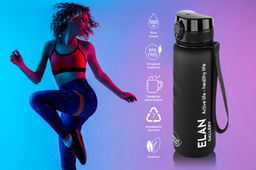 Бутылка для воды 1000 мл 7,8*7,8*28,5 см "Style Matte" с углублениями д/пальцев черная