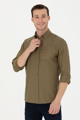 Мужская рубашка цвета хаки с длинным рукавом - U.s. polo assn фото 24