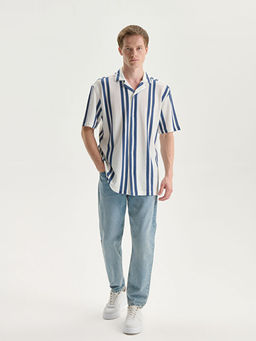 Regular Fit K?sa Kollu ?izgili Arm?rl? Erkek G?mlek