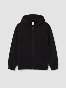 Kap??onlu Erkek ?ocuk Fermuarl? Sweatshirt
