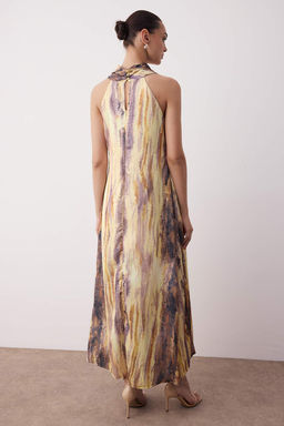 Sar? Batik Desenli Shift Rahat Kesim Saten Dokuma Elbise TWOSS25EL00880 - Trendyolmilla фото 4