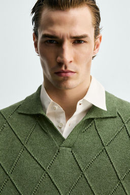 OPENWORK TEXTURED KNIT POLO SHIRT - Zara фото 14
