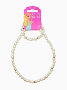 Цена за 2 шт. Набор детский «Выбражулька» 2 предмета: бусы, браслет, жемчуг стразы, цвет белый