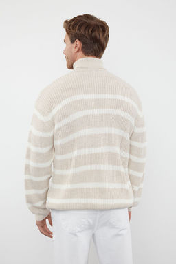TRENDYOL MAN Lacivert Casual Unisex Oversize Fit Genis Kal?p Cizgili Triko Kazak TMNAW24KZ00017 - Trendyolmilla фото 6