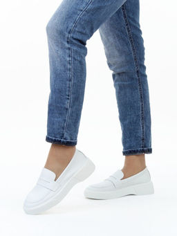 03-YD122-3 WHITE Лоферы женские (натуральная кожа)