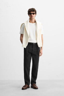 COTTON/LINEN RELAXED FIT TROUSERS