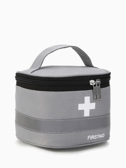 Косметичка-аптечка на молнии, на подкладке, с ручкой, с принтом, серая