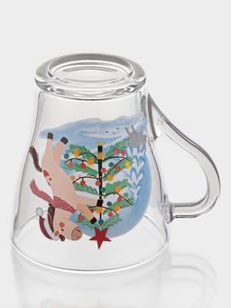 Цена за 20 шт. Кружка Грация. Лошадка новый год , 270 мл, стекло, прозрачная, рисунок МИКС