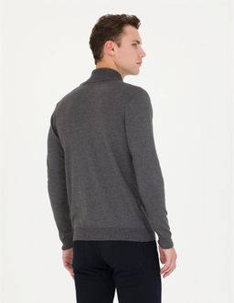 Gri Melanj Slim Fit Bal_k__ Yaka Basic Triko Kazak - Pierre cardin фото 5