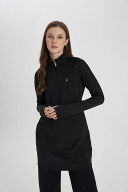 DeFactoFit Длинная футболка с воротником-стойкой и принтом в стиле спортсмен с длинными рукавами