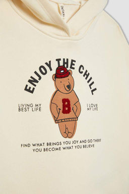 Толстая толстая толстовка на мягкой подкладке с капюшоном и принтом для девочек - Defacto фото 7