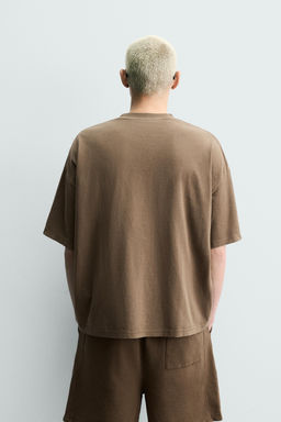 CAMISETA LAVADA RELAXED FIT B?SICA / Marr?n - Zara фото 3
