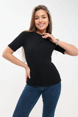 Футболка женская в рубчик (боковая молния)