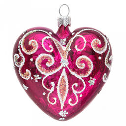 Елочная игрушка сердечко стеклянная Элегия h6,5см, ручная художественная роспись, цвета микс, подарочная упаковка (Россия) - Домашняя мода фото 5