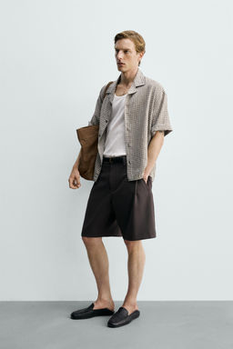 CAMISA RELAXED FIT JACQUARD CUADROS / Verde - Zara фото 4