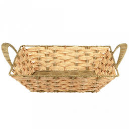 Корзина-сухарница плетеная Береста 28,5х23см h7,5см, полипропилен, ванильный, с ручками, металлический каркас, форма прямоугольная (Китай) - Домашняя мода фото 2