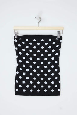 Siyah Straplez Puantiyeli Triko Bluz TWOSS26BZ00323 - Trendyolmilla фото 5