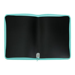 Папка пластиковая А4, 325 х 230 х 25 мм, молния вокруг, Calligrata Офис, ПМ-А4-11, 0.5 мм, цветная, текстура песок, Black чёрная/мятная  фото 3