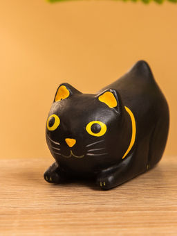 Сувенир «Чёрный кот охотник», 6×3×4 см, дерево