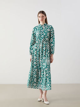 G?mlek Yaka Desenli Elbise