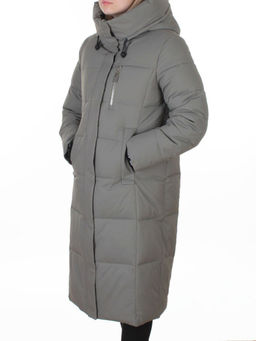 8321 GRAY/GREEN Пальто зимнее женское (200 гр. холлофайбер)
