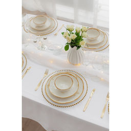 Тарелка глубокая Доляна Organic Gold, 620 мл, d=21.5 см, фарфор, белая  фото 7