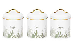 Набор 3 банок для сыпучих продуктов 1,1 л 11,7*11,7*15,5 см Tea, coffee, sugar+крышки с ручк, круг - Elan gallery фото 4