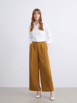 Loose Fit Geni? Pa?a Kad?n Pileli Pantolon