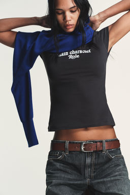T-SHIRT WITH FRONT SLOGAN - Zara фото 10