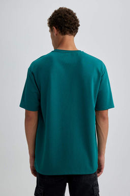 Базовая футболка из плотной ткани с круглым вырезом и короткими рукавами оверсайз - Defacto фото 5